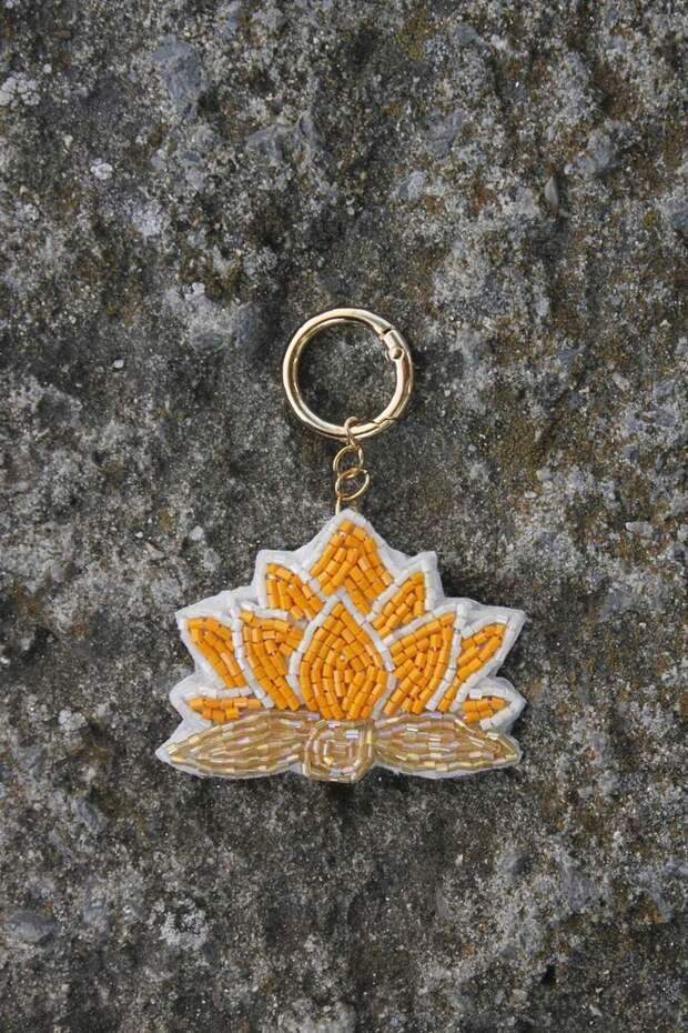 Giverny - Handmade Lotus Bag Charm - Bead Embellished Bag Charm & Keychain