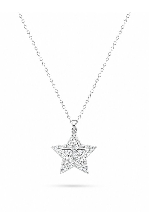 316L Steel Chain Silver Color Zircon Stone Star Model Women's Necklace