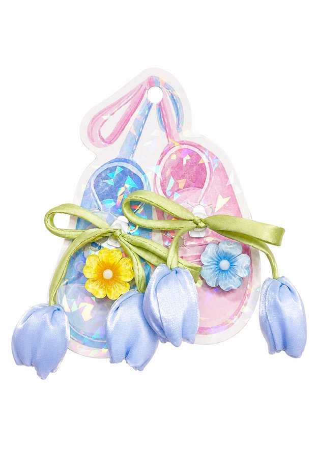 Shoe lace ornament tulip and floral blue
