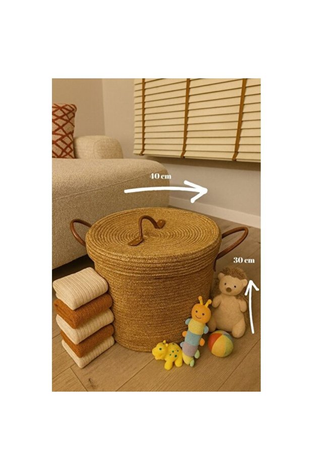 Leather Handle Covered Dirty Laundry Basket and Organizing Box