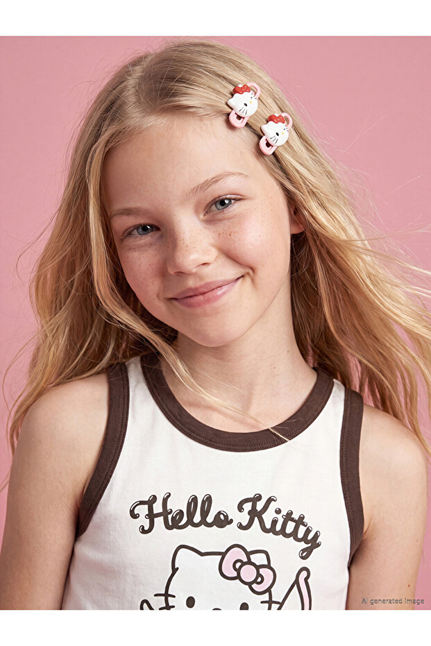 Crew Neck Hello Kitty Printed Girls' Undershirt