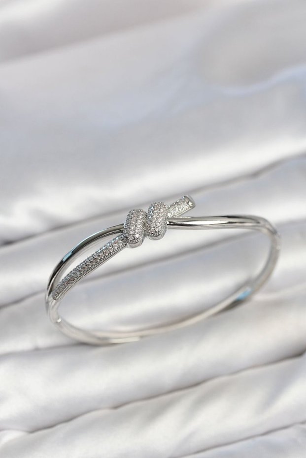 Silver Color Zircon Stone Knot Model Women's Handcuff Women's Bracelet