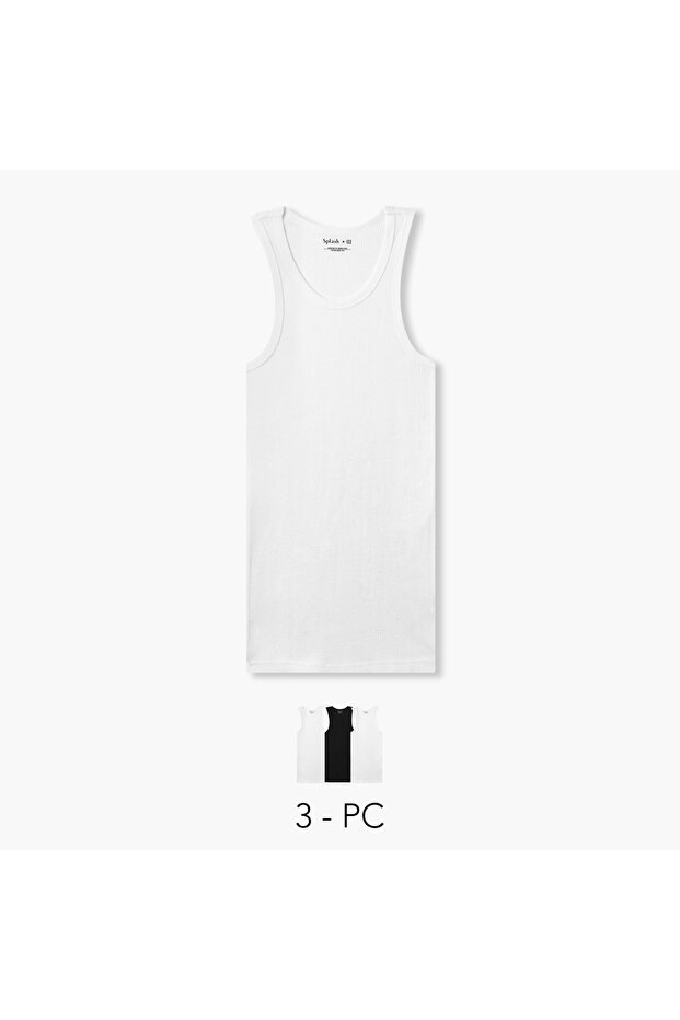 Men Ribbed Cotton Vest - Pack of 3