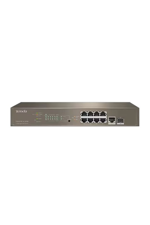 Tenda teg5310p-8-150w 8ge poe+ port (150w), 1xge + 1x sfp uplink l3 manageable