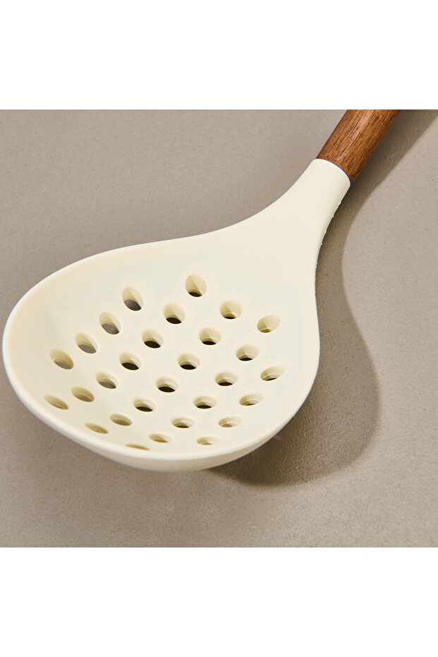 Brown/Cream Mien Acacia Silicone Colander, Durable and Convenient Kitchen Tools