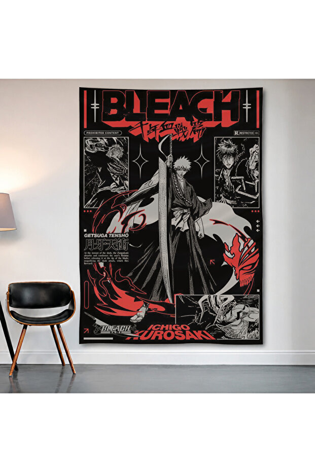 Bleach Manga Cover Wall Covering Wall Tapestry First Quality Satin Fabric Poster