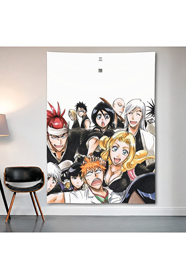 Bleach Character Group Wall Covering Wall Tapestry First Quality Satin Fabric Poster
