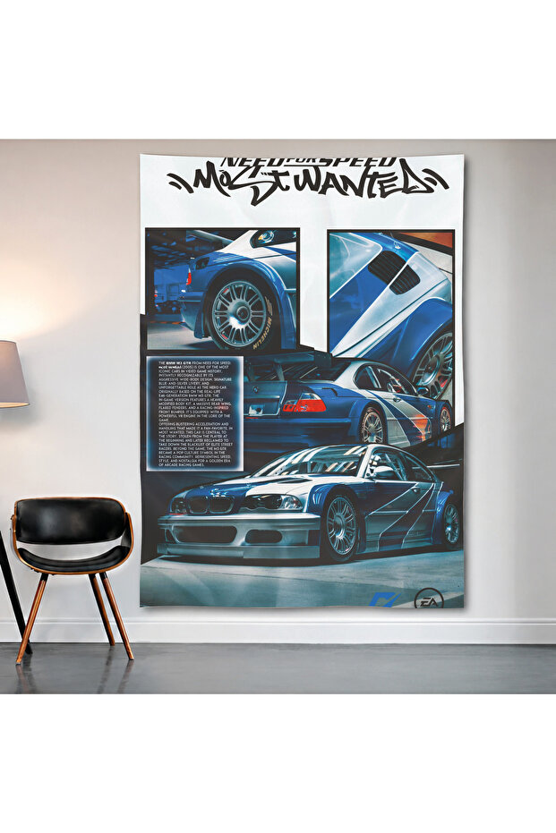 Bmw E30 Blueprint Wall Covering Wall Tapestry First Quality Satin Fabric Poster