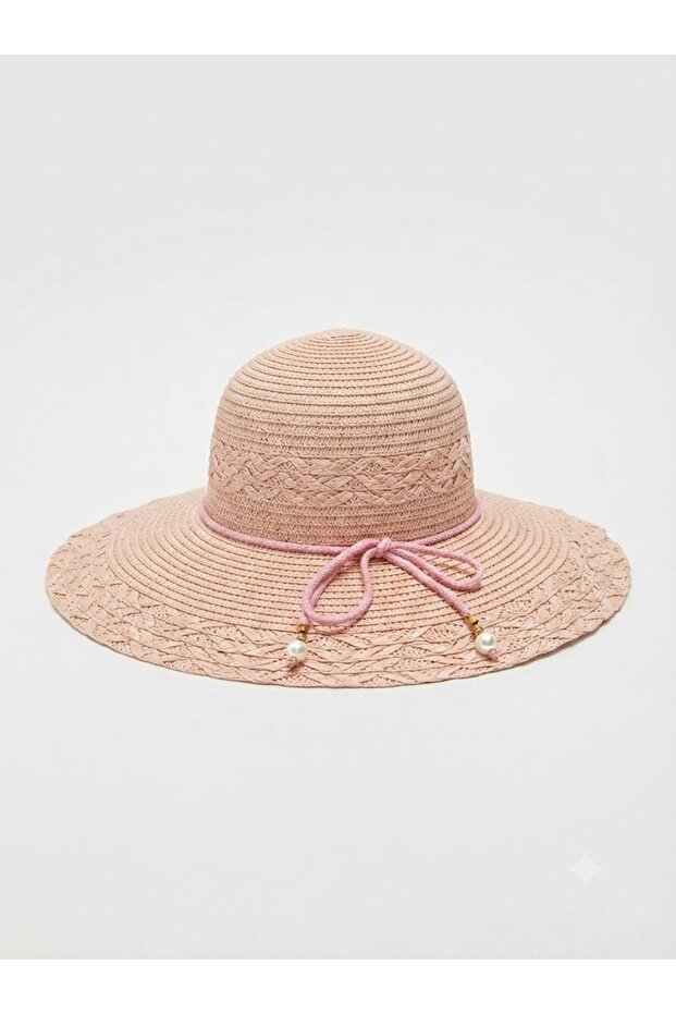 Izar Hat Premium Pearl-Adorned 100% Natural Paper Straw Beach Hat - Wide Brim, Sun Protection Elegant Summer Hat