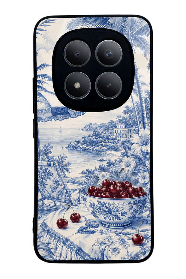 Xiaomi Redmi Note 15 Pro Plus Blue Porcelain Cherry Coast Design Glossy Phone Case
