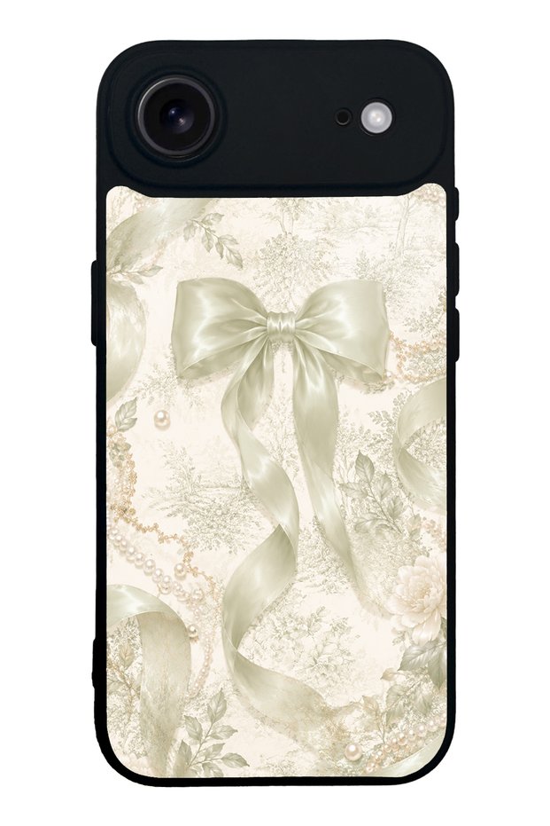 iPhone 17 Air Ivory Pearl Bow Design Glossy Phone Case