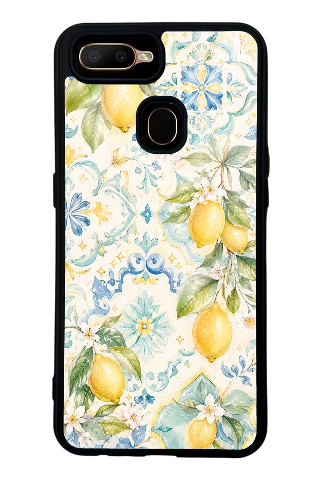 Oppo A5S Glossy Phone Case with Azure Lemon Garden Design