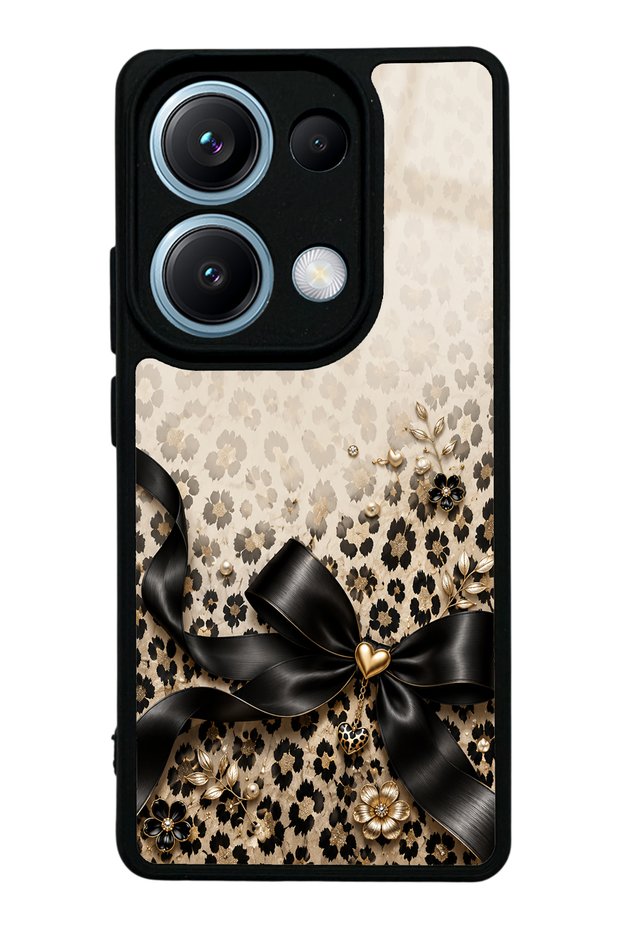 Xiaomi Redmi Note 13 Pro 4g Golden Leopard Bow Design Glossy Phone Case