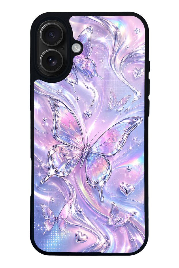 iPhone 16 Plus Iridescent Dream Butterfly Design Glossy Phone Case
