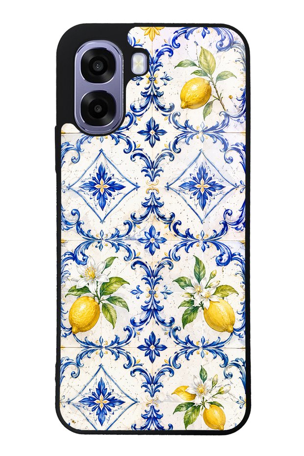 Oppo A6T Glossy Phone Case with Sapphire Lemon Tiles Design