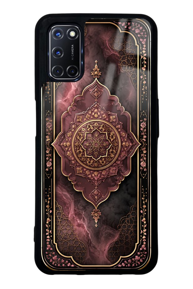 Oppo A52 Glossy Phone Case with Rosewood Ottoman Medallion Design