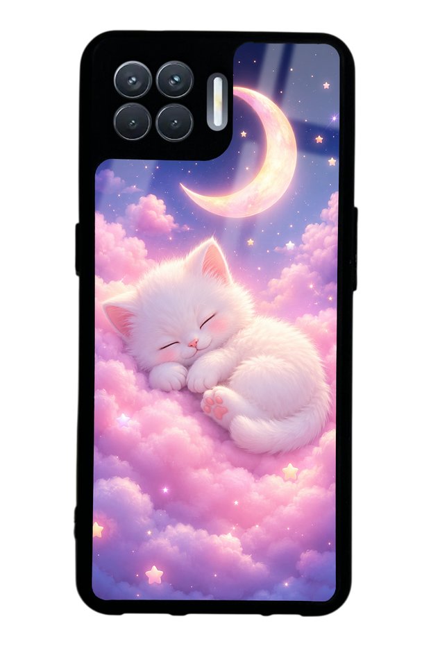Oppo Reno 4 Lite Moonlit Dream Kitten Design Glossy Phone Case
