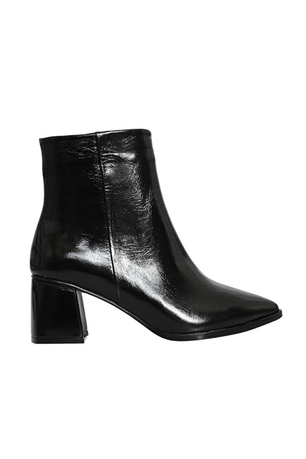 Black Patent Leather Women's Heeled Boots
