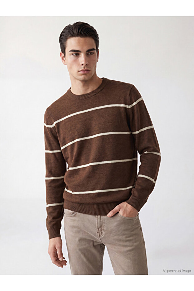 Esvab • Modern & Distinctive Zero Roba Collar Striped Men's Knitwear Sweater
