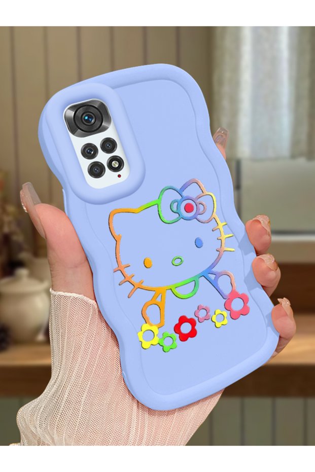 Redmi Note 11S Compatible Case Camera Protector Blue Silicone Couple Phone Case Kitty Pattern