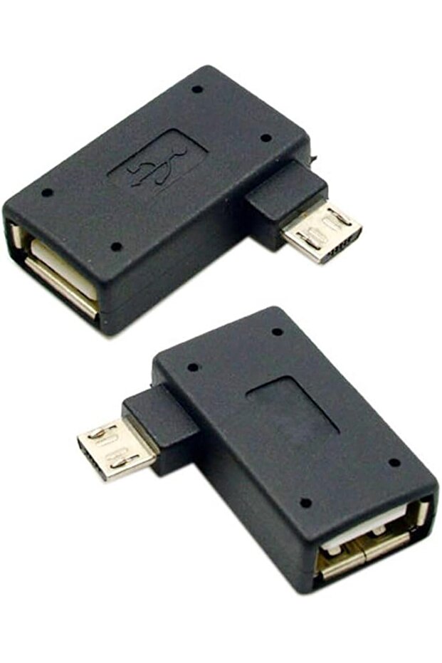 2pcs 90 Degree Left & Right Angled Micro USB 2.0 OTG Host Adapter with USB Power for Cell Phone & Tablet