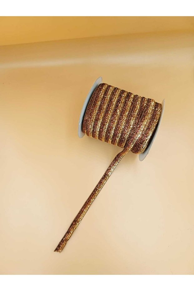 Brown-Gold Glitter Velvet Ribbon- 1 Cm- 8 Meters