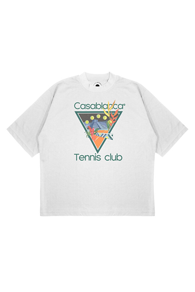 Unisex Oversize Casablanca Leaves Printed Boxy Fit Thick Fabric (240Gsm) T-Shirt