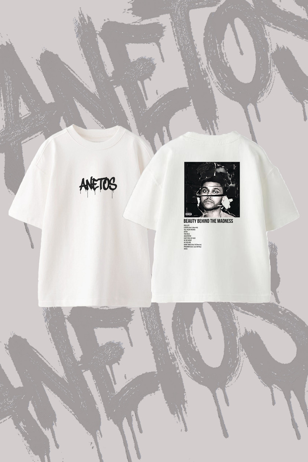 The Weeknd_71 Design Back Printed Cotton White Oversize T-Shirt