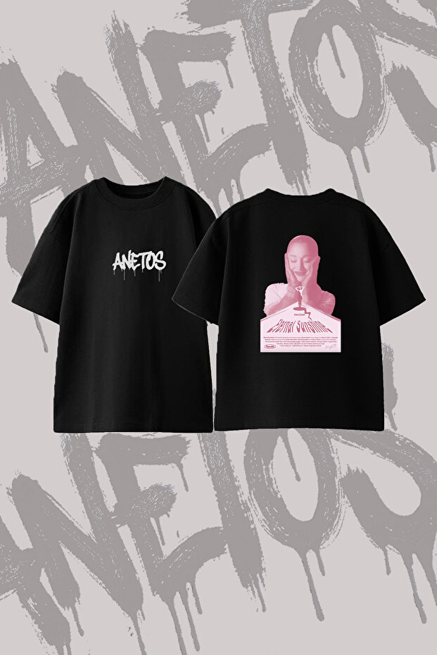 Ariana Grande_53 Design Back Printed Cotton Black Oversize T-Shirt