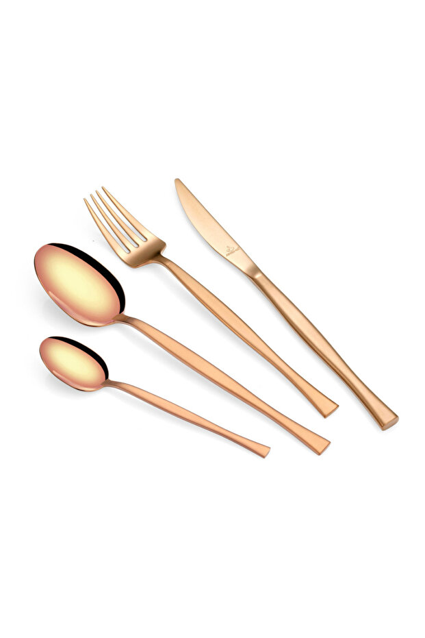 86-Piece Rose Gold Sandblast Cutlery Set – Premium 18/10 Stainless Steel, Elegant & Durable Flatware