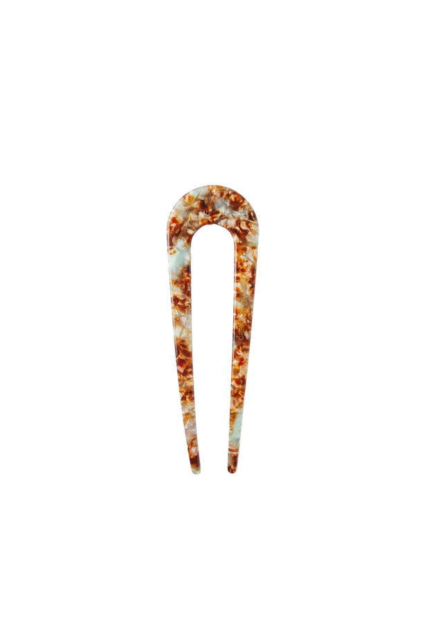 Bone Slim Hairpin 13 cm Amber Marble