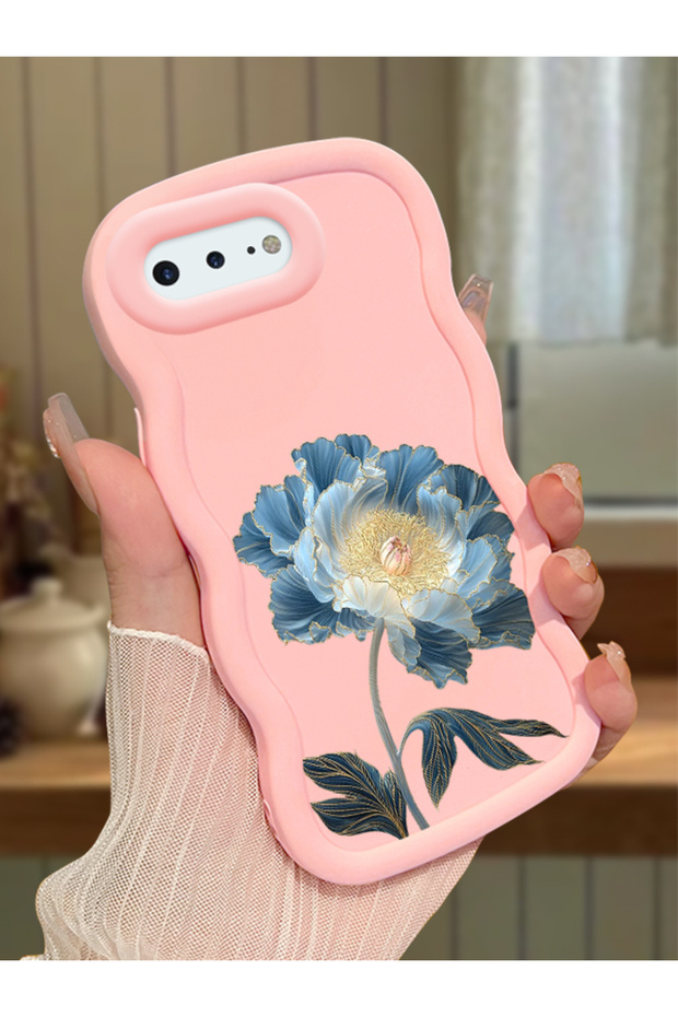 حافظة متوافقة مع هاتف iPhone 8 Plus، حافظة حماية للكاميرا من السيليكون باللون الوردي، حافظة هاتف بنمط زهور