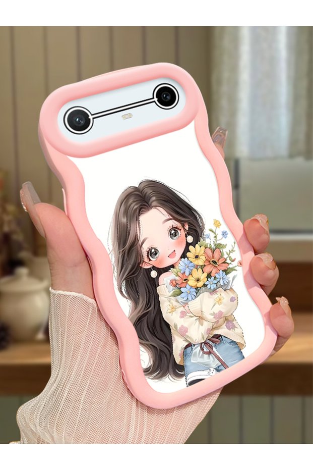 Tecno Pova Slim Compatible Case Camera Protector Pink Silicone Couple Phone Case Girl Pattern