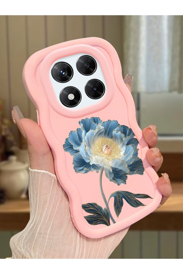 Redmi Note 14 Pro 4g Compatible Case Camera Protector Pink Silicone Couple Phone Case Floral Pattern