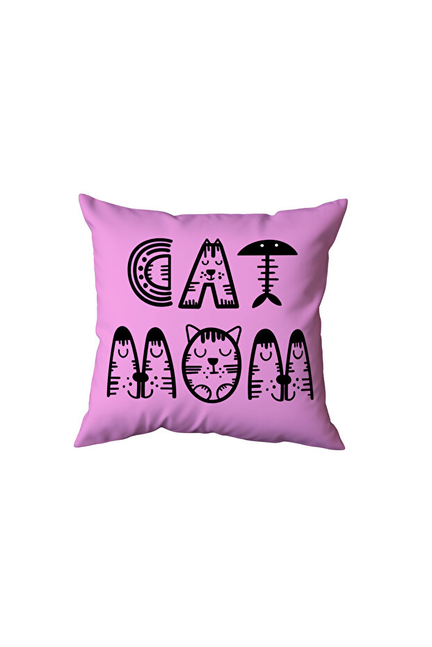 Pink Cat Mom Pillow, Fun Gift