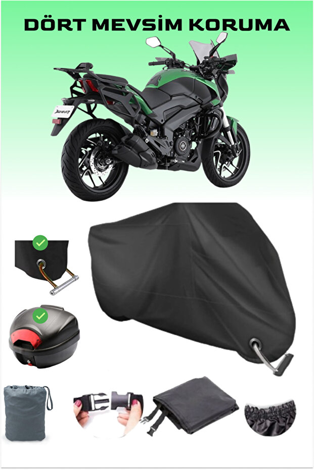 Black Topcase and Lock Compatible Water Dust Proof Bajaj Dominar 400Ug Motorcycle Tarpaulin