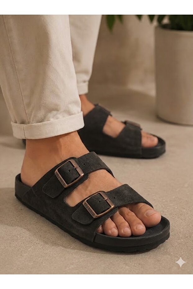 Men's Double Buckle Anatomical Sole Slippers