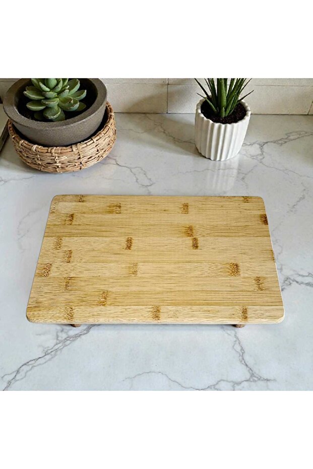 Rectangular Cutting Board with Bamboo Legs, Presentation Board, Bread Board, Meat Board, Vegetable Board 28X18 cm