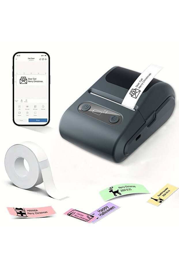 Label Maker with 50mm*60mm Thermal Tape Roll - Portable Bluetooth Label Printer (12mm-57mm Width) - USB Rechargeable & User-Friendly - Ideal for Office/Home/School/Commercial Use