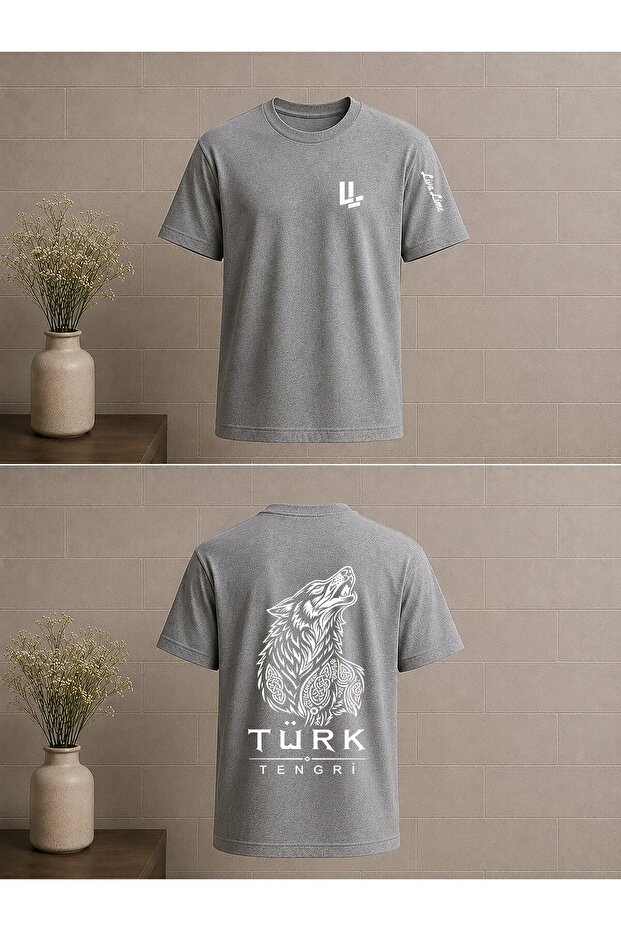 Wolf Turkish Sky Written Design Printed Oversize T-Shirt