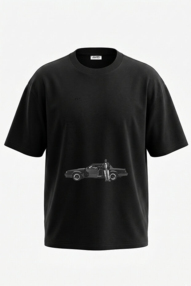 Dr Dre Grand National Design Printed Oversize Black T-Shirt