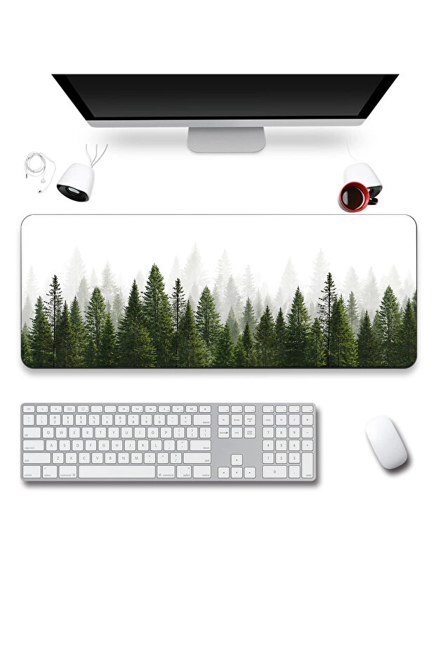 Keyboard Mousepad 40X90Cm Foggy Pines Seamless Edge Smooth Liquid-Proof Non-Slip Base