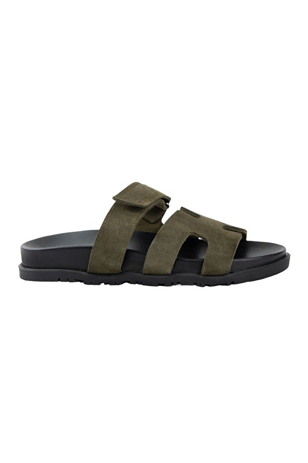 Women's Strappy Suede Slippers 215555 Khaki