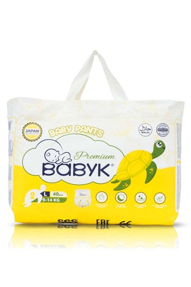 BABYK BABYK PREMIUM Baby Pants Large 40 Pieces, 9 - 14 Kg – 12 Hour Protection, Ultra Soft & Dermatest Certified