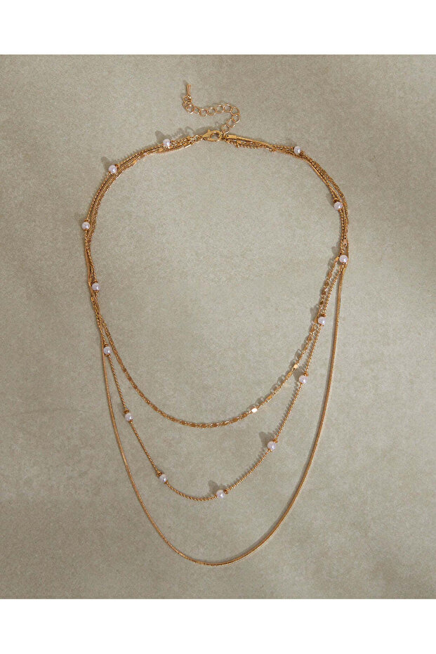 Women Gold Layered Beaded Necklace
