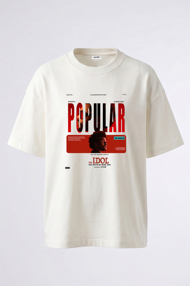 The Idol the Weeknd Design Printed Oversize White T-Shirt