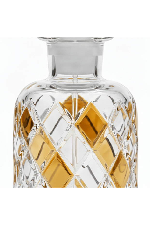 Crystal Cut Glass Perfume Bottle with Golden Shade – 200 ml / 250 ml