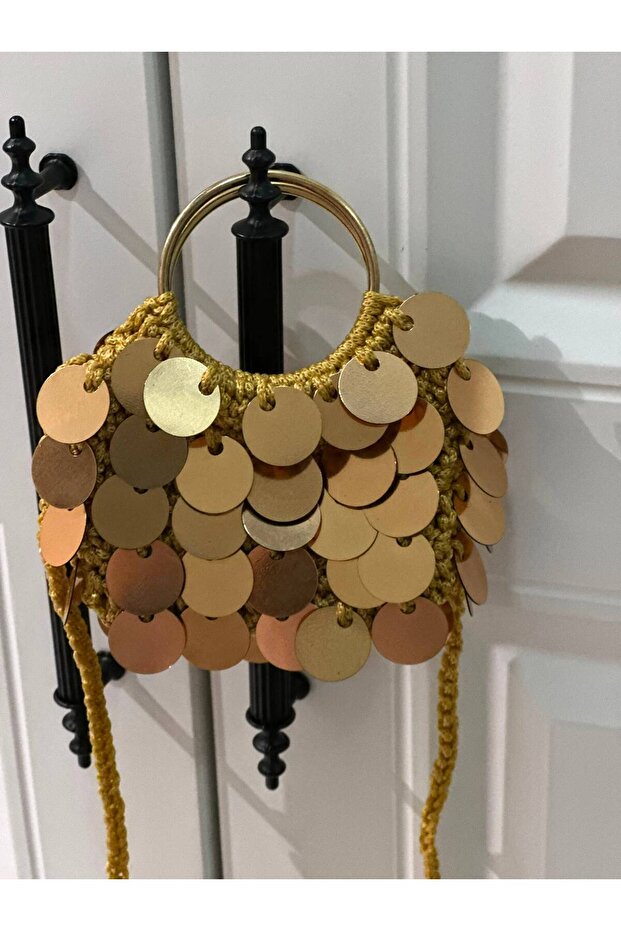 Women's Sequined Hand-Knitted Bag – Stylish for Daily Use, Handmade Designer Bag