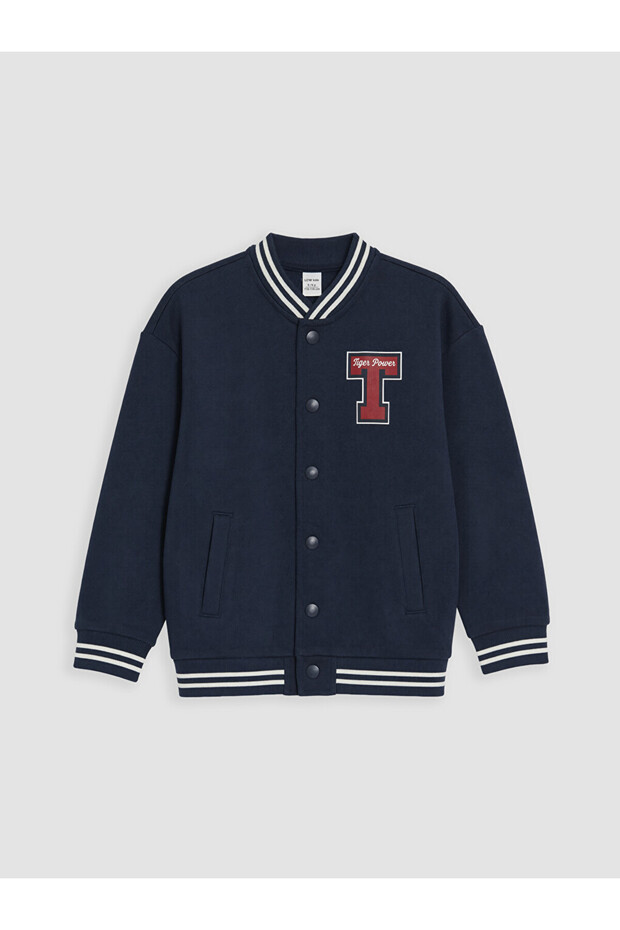 Navy Blue College Collar Boys' Cardigan