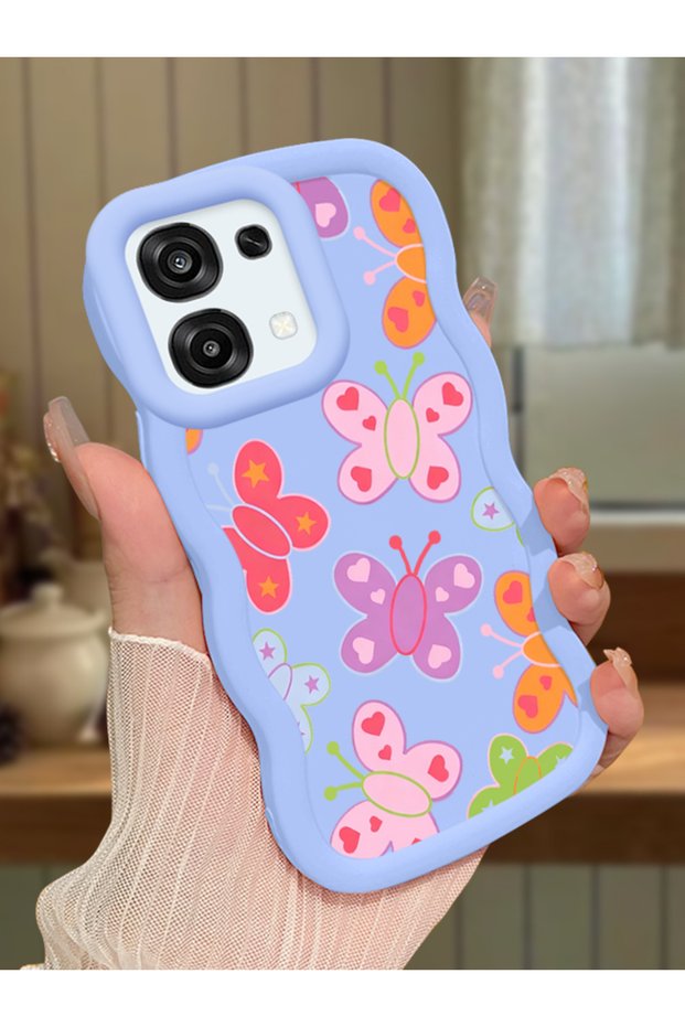 Oppo A6 Pro Compatible Case Camera Protector Blue Silicone Couple Phone Case Butterfly Pattern